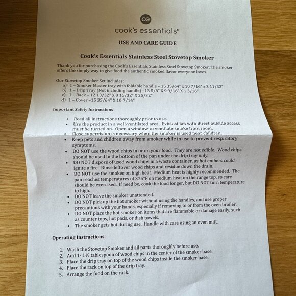 Cook's Essentials Stainless Steel Stovetop Smoker (Roaster, Steamer, Poacher) - Picture 14 of 14